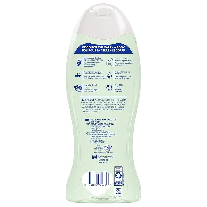 Softsoap Eucalyptus & Mint Body Wash, Moisturizing Body Wash, 20 Oz, (4 Pack)