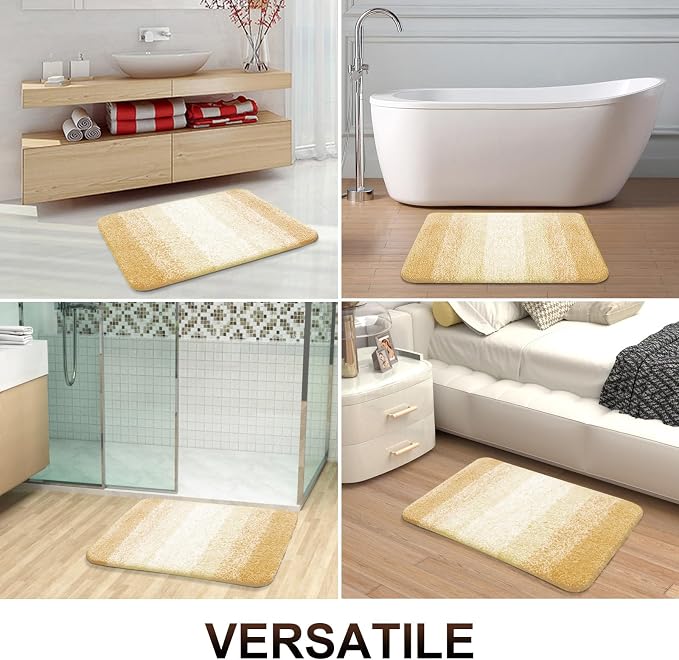 OLANLY Bathroom Rugs Mat 34x21, Extra Soft Absorbent Microfiber Bath Rug, Rubber Backing, Quick Dry, Machine Washable Bath Mats for Bathroom Floor, Tub and Shower, Home Decor Accessories, Light Yellow