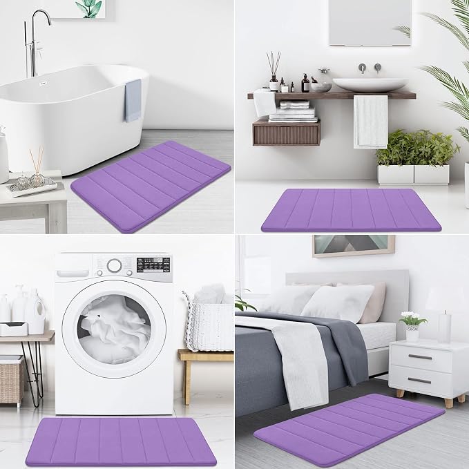 Buganda Memory Foam Bath Mat, 35.4" x 24", Ultra Soft Bathroom Rugs, Water Absorbent and Machine Washable Bath Rug Runner for Bathroom, Shower, and Tub, Lavender