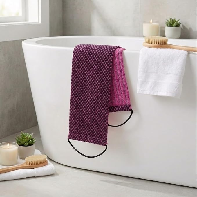 Yiclick Dual-Textured Exfoliating Washcloth Towel - Back Scrubber for Use in Shower Bath, Exfoliating Body Scrubber Exfoliator, Japanese Exfoliate Loofah Lufa Sponge Wash Cloth for Women Men
