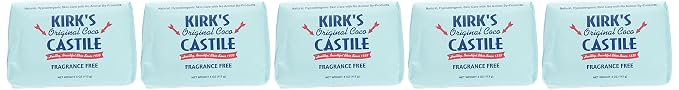 Kirk's Coco Castile Soap, Fragrance Free (Pack of 5)