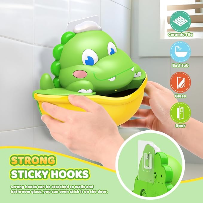 Bath Toys,Light-Up Bath Bubble Machine Automatic Bubble Maker Bathroom Toy for Kids Ages 1-3 4-8 Toddler Bathub Toy Easter Basket Stuffers Dinosaur Toys for Kids 3-5