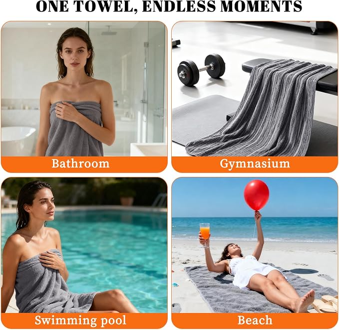 Bath Towels Set of 4 Extra Large 35 x 70 Inches,Luxury Thick High Absorbent and Quick Dry Bath Sheet,Ultra Soft Microfiber,Bathroom,Beach,Yoga,Sport,SPA,Fitness (Electric Blue)