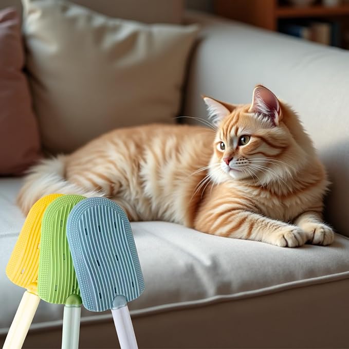 Soft Cat Brush,Cat Brush for Shedding,Pet Bath Brush(3pcs) | 2-in-1 Cat brush,for Indoor Cats,Short Haired Cats,Pet Hair Removal Tool,Massage ,Grooming ,Small Pet Brushes for Shedding