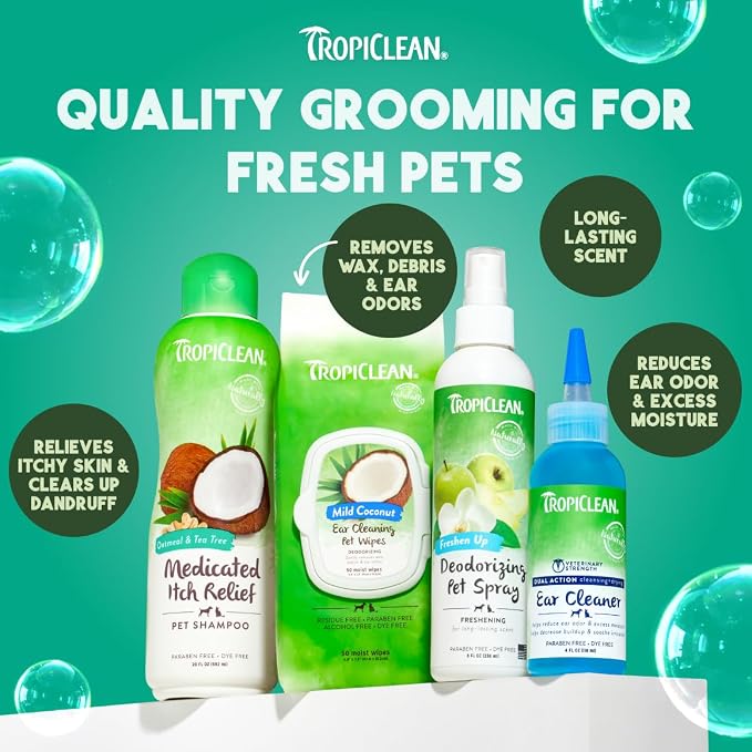 TropiClean Oatmeal Dog Shampoo for Itchy Skin Relief, Professional Dog Shampoo, Soothing Medicated Itch Relief, Puppy Safe, Made in USA, 1 Gallon