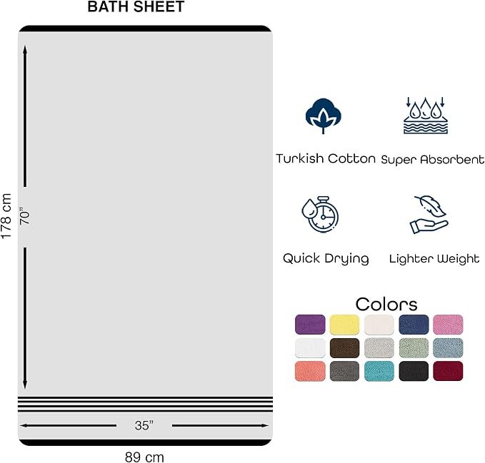 Hawmam Linen Jumbo Large Bath Sheets Towels 2 Pack Soft and Absorbent, Premium Quality 100% Cotton Towels (Yellow, Bath Sheet)