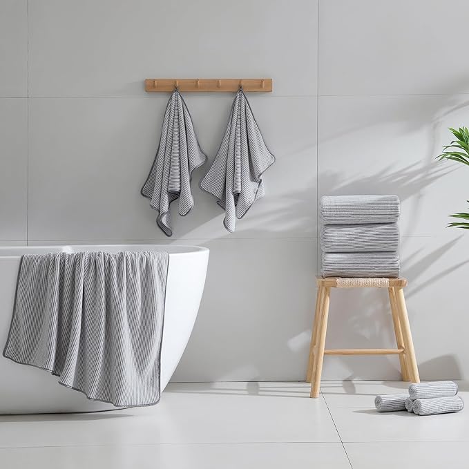 4 Piece Bath Towel Set 35"x70"Oversized Bath Towel for Bathroom Ultra Soft Fluffy Extra Large Bath Sheet Luxury Premium Bathroom Towel Highly Absorbent Quick Dry Shower Towel for Hotel Spa,Grey