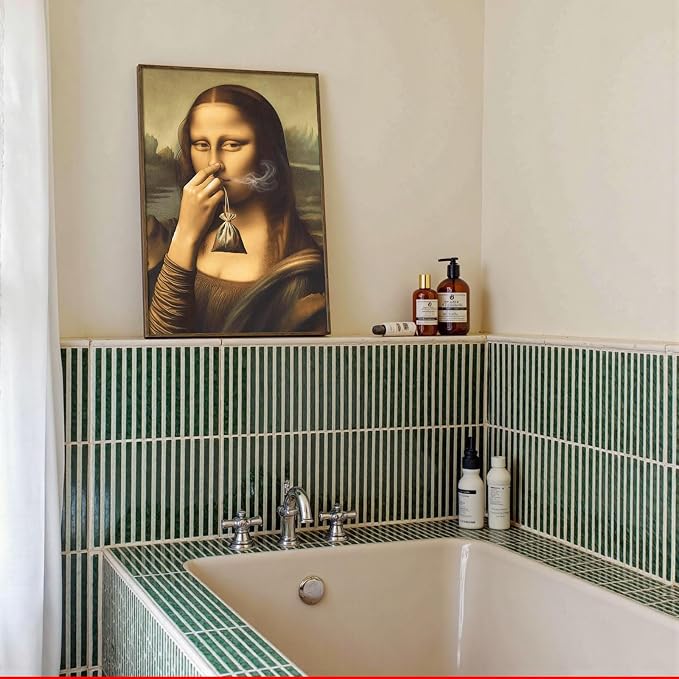 Whimsical Mona Lisa Tea Bag Cover Your Nose Art Posters – Quirky Aesthetic Wall Prints for Home Apartment Bathroom Bedroom Living Room Office Farmhouse Kitchen Decor 12X18 in Unframed