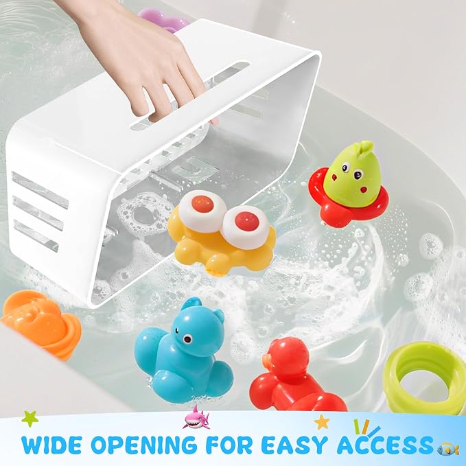 Lysam Bath Toy Storage 2 Packs, Large Bath Toy Holder with 3 Compartment, Quick Dry Bathtub Toy Organizer, Bath Tub Toy Net, Shower Toy Basket & Bin, Bathroom Accessories for Baby,Toddler,Kids(White)