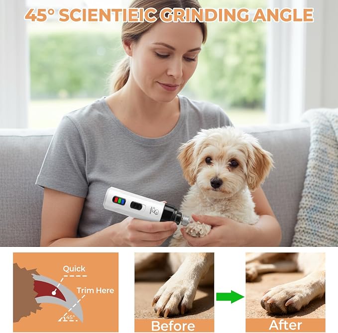 Pet Paw Trimmer and Nail Grinder for Dogs & Cats, 5-in-1 Rechargeable Detail Grooming Tool for Paw Pads, Face, Ears and Nail Smoothing, Low-Noise 3-Speed Design