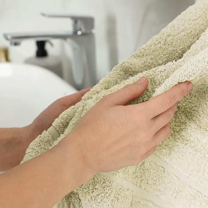 100% Ring Spun Cotton Hand Towels for Bathroom – 550 GSM Soft & Absorbent Towel Set– Pack of 6 Small Towel (34x20in) – Quick Dry Luxury Cotton Hand Towels – Ivory