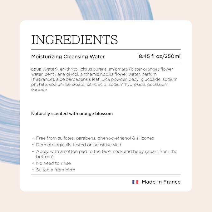 MINOIS PARIS Micellar Cleansing Water for Babies | No-Rinse Hydrating Face & Body Wash | Baby Essential with Natural Ingredients | Gentle Skin Care Made in France | 8.45 fl oz