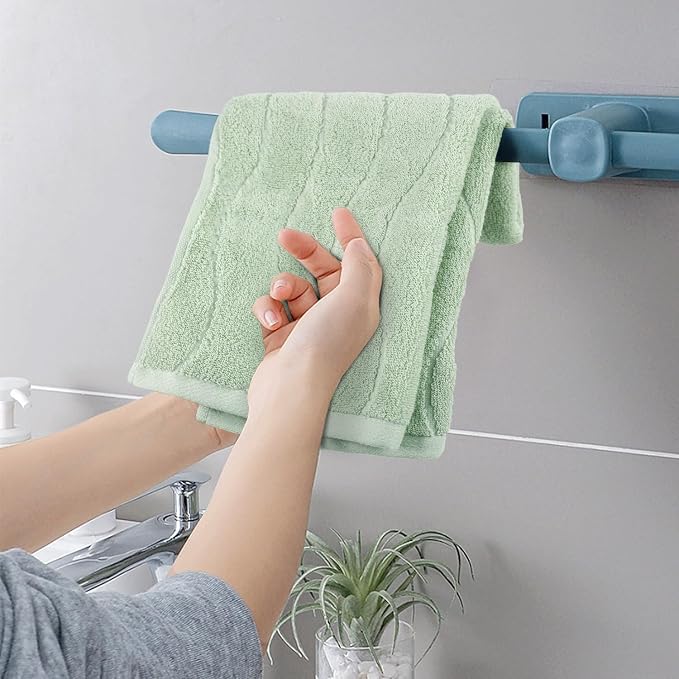 Jacquotha Hand Towels 4 Pack - Sage Green Wavy Striped Hand Towels for Bathroom, 100% Natural Cotton Soft Absorbent Decorative, 13x29 Inches