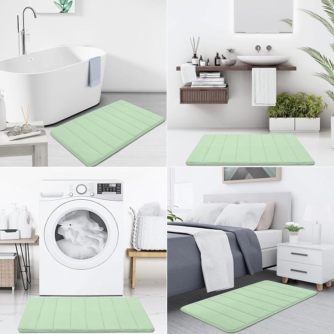 Buganda Memory Foam Bath Mat, 30" x 20", Ultra Soft Bathroom Rugs, Water Absorbent and Machine Washable Bath Rug for Bathroom, Shower, and Tub, Sage Green