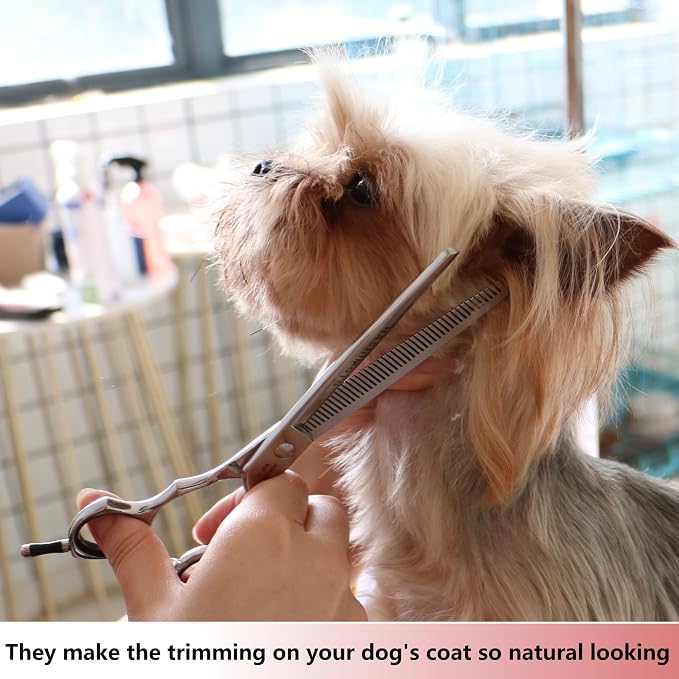 HASHIMOTO Thinning Shears for Dogs, 7.0 inch, 30% Thinning Rate. | Dog Blending Shears, 45 Teeth, Lightweight, Sharp, 440C Stainless Steel