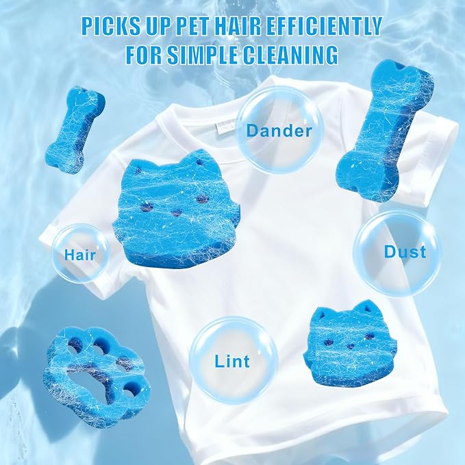 6Pcs Pet Hair Remover for Laundry, Effective Cat & Dog Hair Catcher for Washer & Dryer, Lint and Fur Remover for Clothes, Bedding