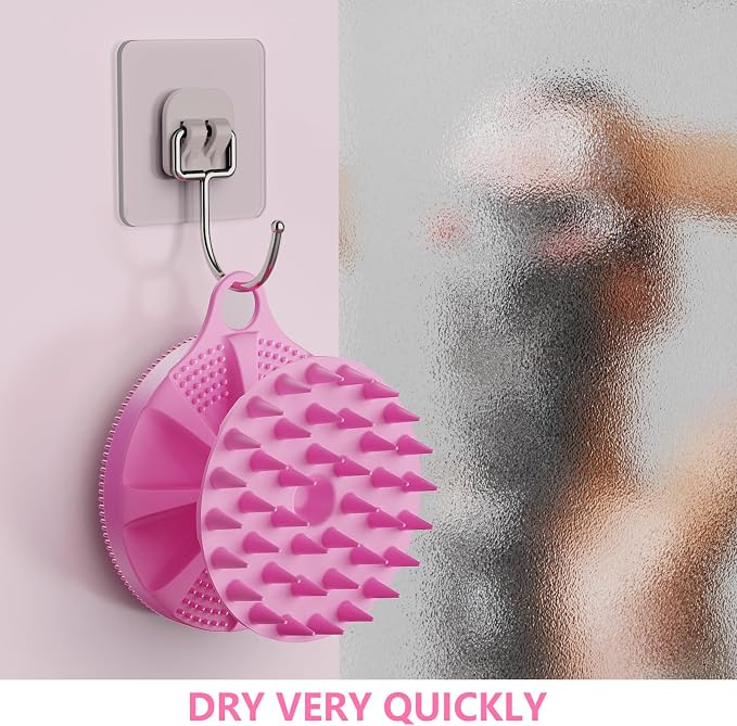 2 in 1 Silicone Brush, BEAUTAIL Body Shower Scrubber and Scalp Hair Massager Shampoo Brush, Deeply Cleanse Skin, Dandruff Removal and Hair Growth, Gentle for Women Men Sensitive Skin, 1 Pack (Lilac)