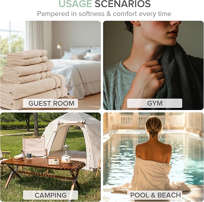 Comfort Spaces 6 Pc Towel Set, 100% Cotton Zero Twist, Seafoam Green | Zero Twist Cotton, Quick Dry Ultra Soft, 2 Bath 2 Hand 2 Washcloth, Lightweight Absorbent for Everyday Bathroom Use