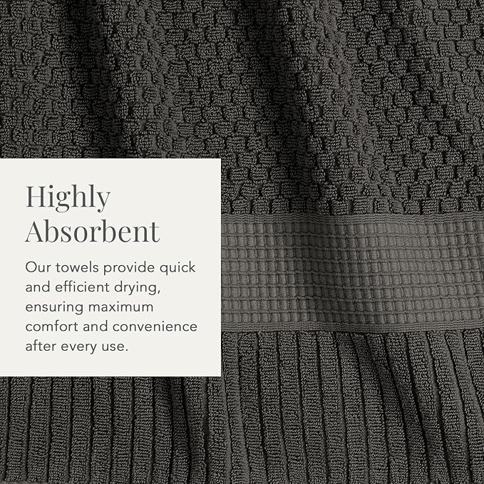 NY Loft 100% Cotton 2 Pack Bath Sheet Towel Set | Absorbent Quick-Dry Oversize Bath Towels | Textured and Durable Cotton | Dark Grey