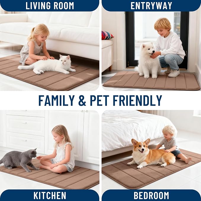 OLANLY Memory Foam Bath Mat 44x32, Super Soft Absorbent Bathroom Rugs, Quick Dry, Machine Washable Shower Floor Rugs, Bathmat Carpet, Bathroom Home Decor Accessories, Mocha