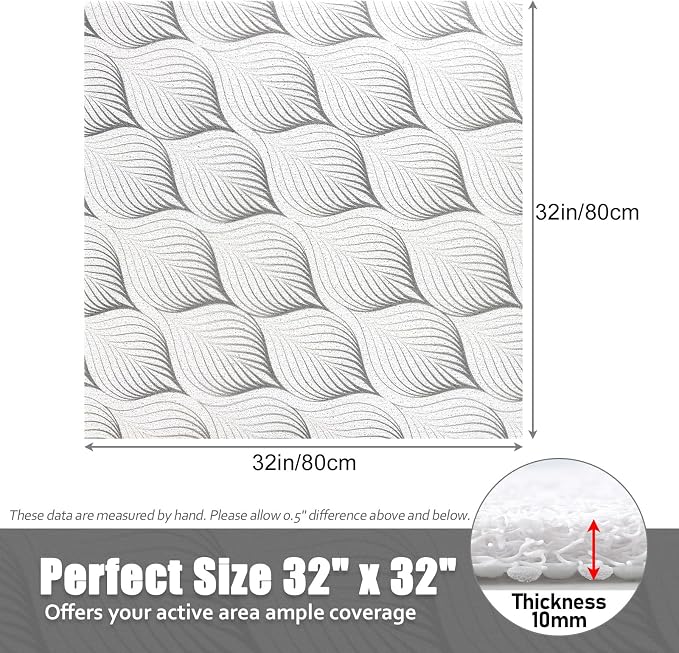 Shower Mat Non Slip - 32x32 Inch Soft and Comfortable Square Shower Mat, PVC Loofah Massage Showe Mats for Inside Shower, Anti Slip Mat for Shower, Tub, Floor, Bathroom, Kitchen, Hotel, Quick Drying