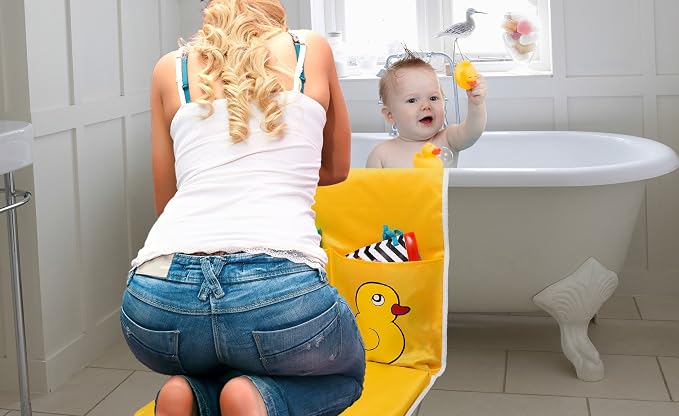 Handy Laundry Baby Bath Kneeling Pad -The Bathtub Bath Mat Has Thick Pads for Comfort and Two Large Pockets for Bathing Essentials. (Pack of 2)