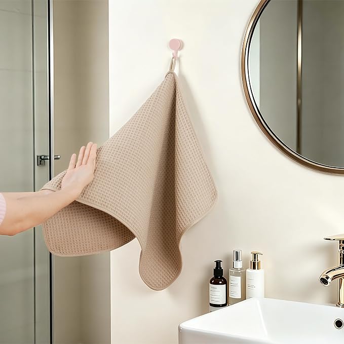 POLYTE 430 GSM Microfiber Lint Free Hand Towel, 16 x 30 in, 4 Pack (Waffle Weave)