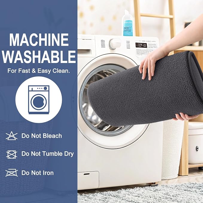 OLANLY Thick Memory Foam Bathroom Runner Rugs 59x24, Extra Soft Absorbent Long Bath Rug, Quick Dry, Non-Slip, Machine Washable Bath Mats for Bathroom, Tub and Shower, Home Decor Accessories, Dark Grey
