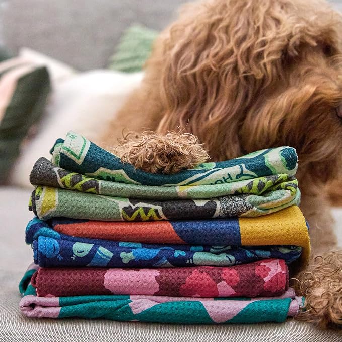 Dock & Bay Pet Towel - Super Absorbent & Quick Drying Dog Towels with Bag - 100% Recycled - Undercover Walkies, Medium (90x50cm, 35x19)