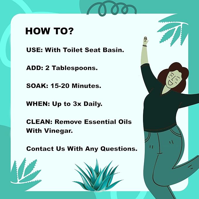 Sitz Bath for Hemorrhoids Soothing 20-in-1 Salts Mix + E Oils, 15 Soaks Concentrate for Toilet Seat Basin