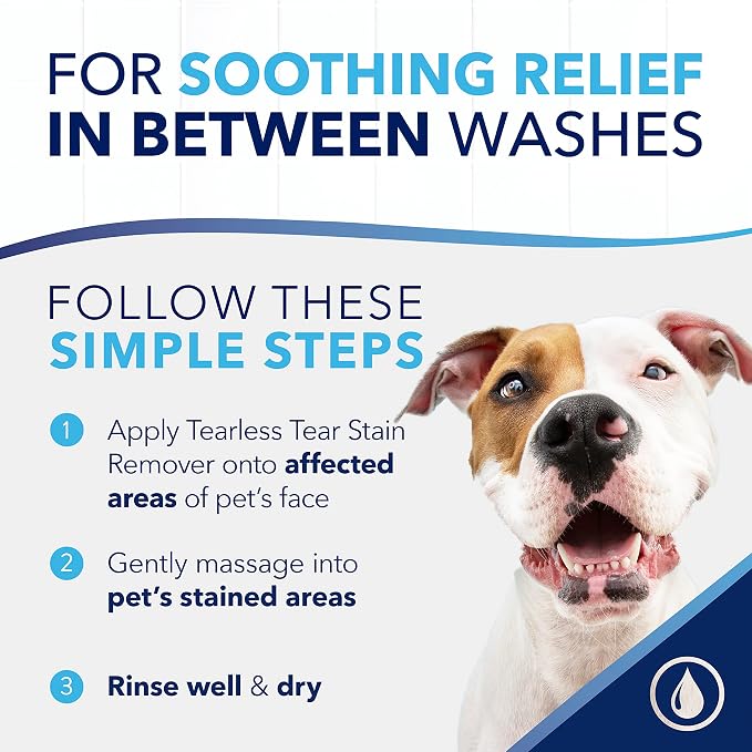 TropiClean Oxymed Tear Stain Remover for Dogs & Cats, Tearless Around The Eye Cleaner for Dogs & Cats 8 Ounce