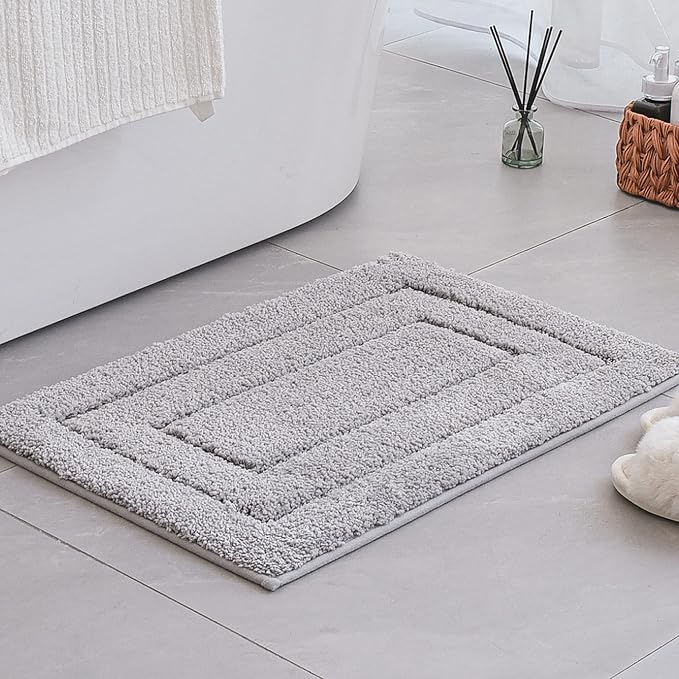 GRANNY SAYS Bathroom Rugs Sets 2 Piece,Soft Bath Mats for Bath, Bathroom Rugs Non Slip Washable, Absorbent Bath Rug for Tub,Shower and Toilet, Bath Mat Set (Gray, 20" x 32" + 16" x 24")
