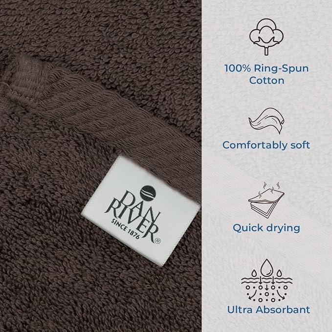 DAN RIVER Pack of 1 Jumbo Bath Sheet 40x80 Inches, Oversized Bath Towels for Adults, Fluffy and Soft Plush Towels - Brown