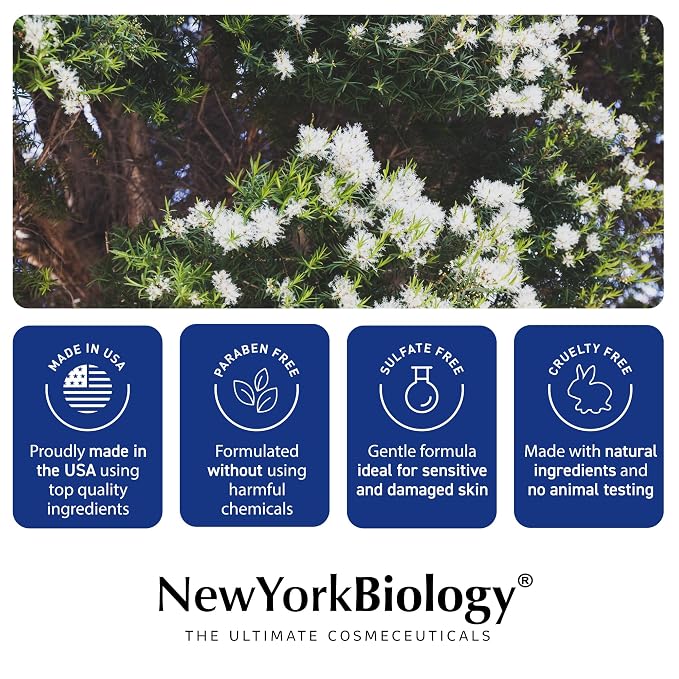 New York Biology Tea Tree Mint Body Wash for Men and Women - Moisturizing Body Wash Helps Soothe the Skin - Refreshing and Hydrating Cleanser for Body and Feet - 16.9 Fl Oz