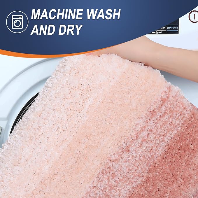 OLANLY Bathroom Runner Rugs Mat 47x20, Extra Soft Absorbent Microfiber Bath Rugs, Rubber Backing, Quick Dry, Washable Long Bath Mats for Bathroom Floor, Tub and Shower, Home Decor Accessories, Peach
