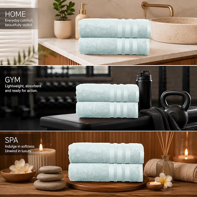 Bath Sheets 2 Pack Extra Large 35 x 70 Inches 600 GSM 100% Ring Spun Combed Uzbek Cotton Bath Towels Oeko-TEX Certified Soft Highly Absorbent Quick Dry – Mint