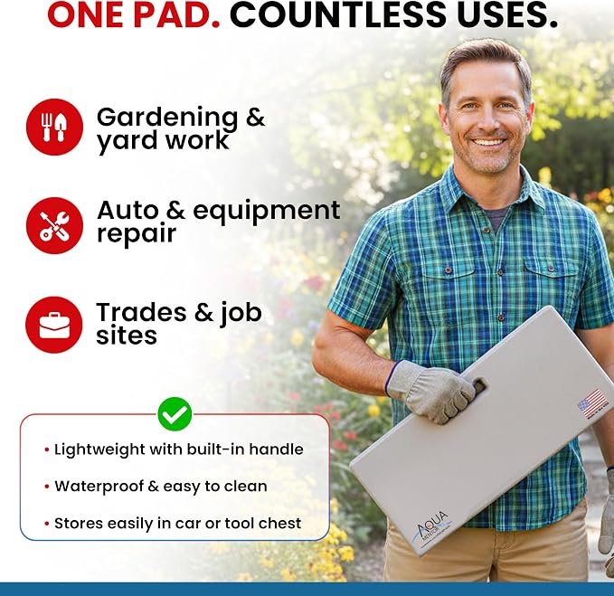 Aquamentor Kneeling Pad - Made in The USA - Firm, Durable and Thick Garden or Mechanics Foam Kneeling Pad, Great for Use Around The House, Garden, Job or Shop(17.5” x 8.0” x 1.5”, Black, 4-Pack)