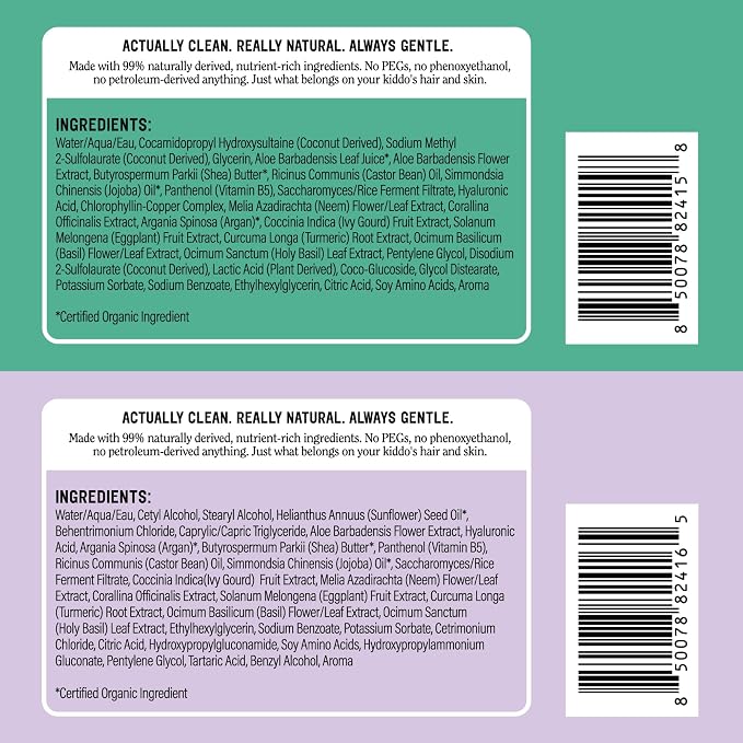 California Naturals Curly Kiddo Shampoo & Conditioner Set with Argan Oil, Enriched Rice Water and Shea Butter, Sulfate Free, For Kids with Curly Hair, 12 oz