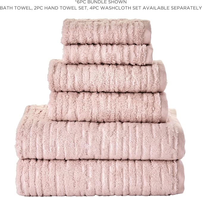 SKL Home CloudSoft 100% Cotton Luxury 4-Piece Washcloth Set, 520 GSM, Ultra Plush & Absorbent, Blush Pink