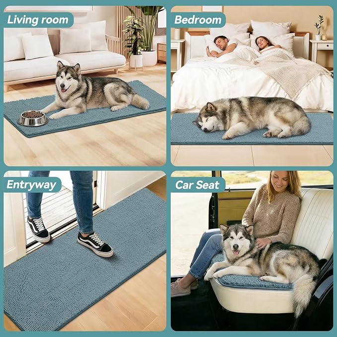 Bcoimo Super Absorbent Dog Door Mat, 60"*24" Anti Slip Mat for Muddy Paws, Pet Rugs for Dirty Paws Washable that Absorbs Moisture and Dirt, for Dog Cage and Pet Resting Carpet