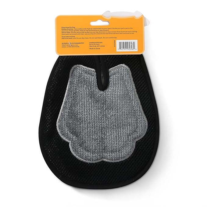 Wags & Wiggles Dual-Sided Dog Grooming Glove, 2-in-1 Rubber and Velour, Wet or Dry Use, Brushes and Massages with Rubber Side, Removes Fur from Fabric with Velour Side
