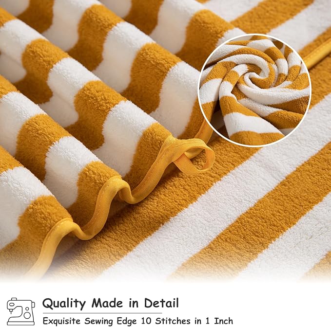 18 Pcs Yellow Stripe Bath Towel Set with Hanging Loop-6 Bath Towels,6 Hand Towels,6 Washcloths Soft Family Towel Set Bathroom Towel Highly Absorbent Quick Dry Shower Towel for Beach Spa Gym Hotel