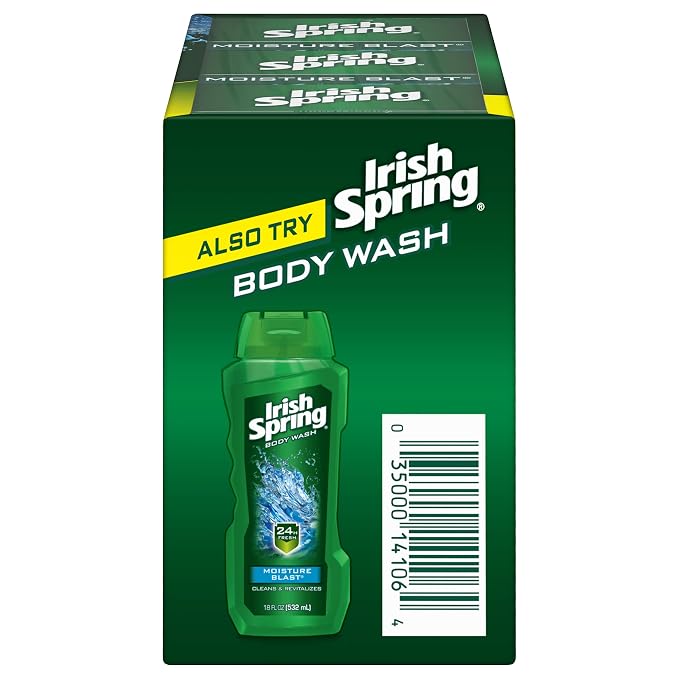 Irish Spring Deodorant Soap, Moisture Blast, 3.7 Ounce (Pack of 6)