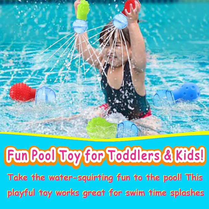 3Pack Bath Toys for Toddlers 1-3 - Sensory Squeezing Water Bathtub Toys for Kids | Bath Tub & Pool Floating Toys for Babies | Textured Sensory Bath Toys Easter Stocking Stuffers for Boys & Girls