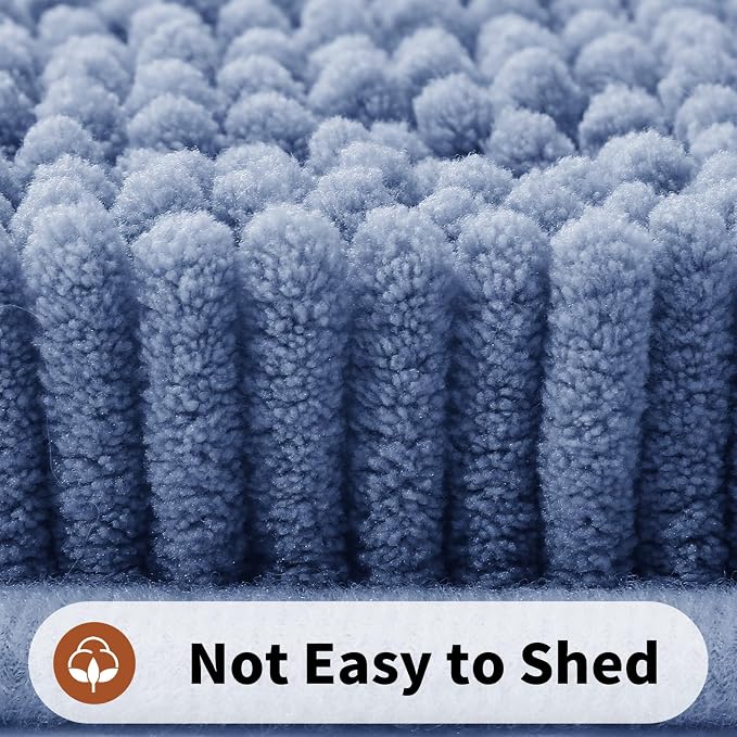 Yimobra Toilet Rugs U Shaped Washable - 24"x20" Non Slip Plush Contour Bath Rugs for Toilet - Super Soft Absorbent Quick Dry Toilet Mats for Bathroom,Denim Blue