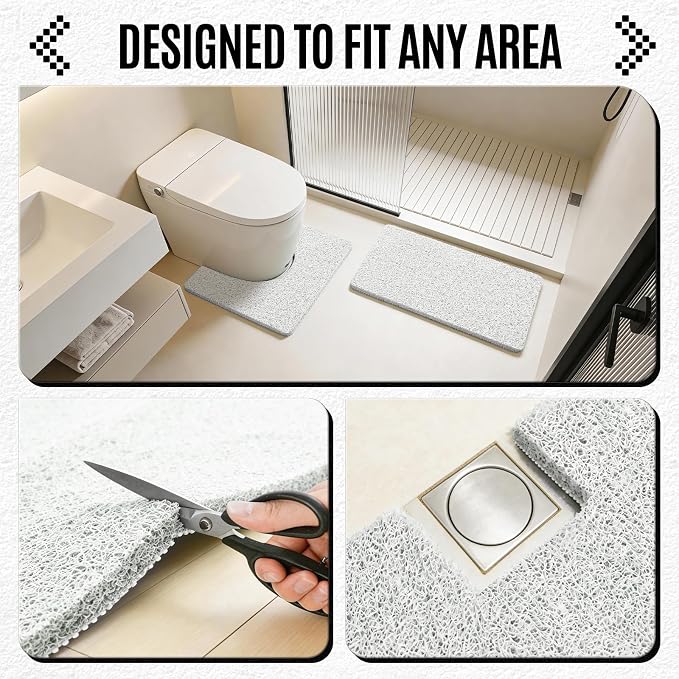 Joyhalo Shower Mat Bathtub Mat Non Slip, Bathmats Non Slip, Quick Drying Foot Scrubber Loofah Mats for Shower, Tub, Bathroom, Home,17x30inch, White