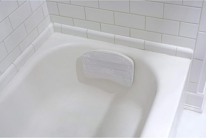 Bath Bliss Luxury Cooling Gel Beaded Bath Tub Pillow | Suction Cup Backing | Bathtub Experience | Suction Cup Backing | White