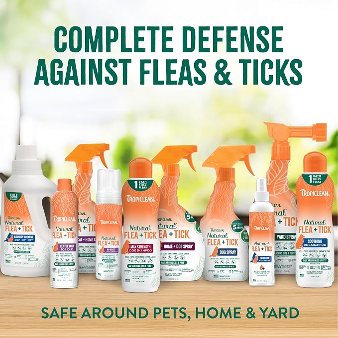TropiClean Flea and Tick Waterless Shampoo Treatment for Cats, Powerful & Natural Defense, Flea and Tick Prevention for Cats, Made in USA, 7.4oz