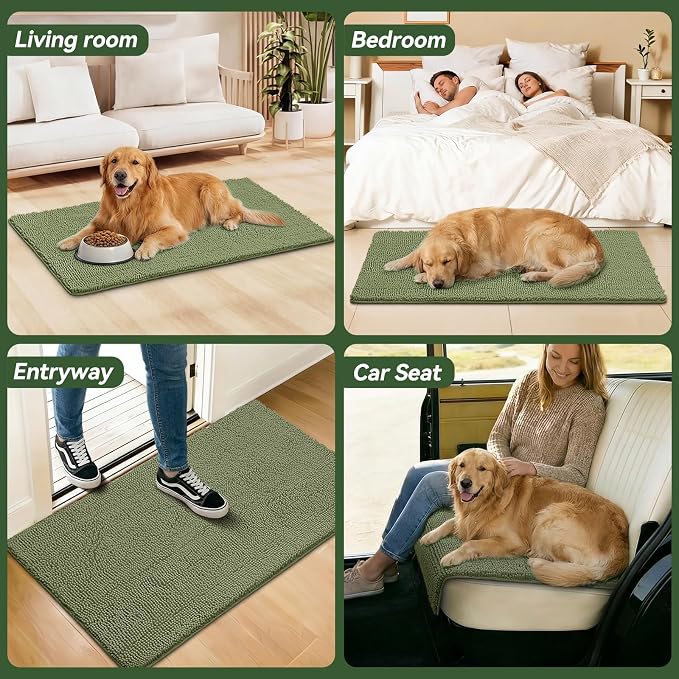 Bcoimo Super Absorbent Dog Door Mat, 48"*30" Anti Slip Mat for Muddy Paws, Pet Rugs for Dirty Paws Washable that Absorbs Moisture and Dirt, for Dog Cage and Pet Resting Carpet