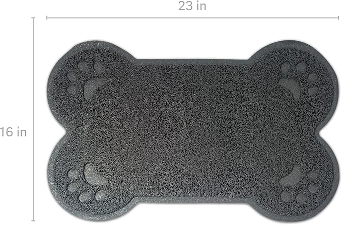 Eurow PVC Cat and Dog Catcher Mat for Litter Boxes & Feeding Areas, Non-Slip, Leakproof, Soft Mesh Paw Cleaner for Sensitive Feet, Traps Dirt, Debris, & Spills, Easy to Clean, 23"x16", Gray